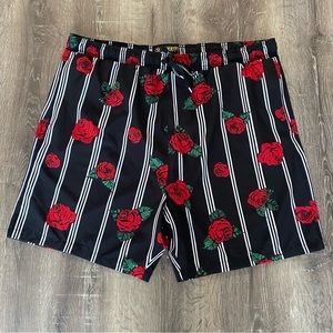 Surf Society Black & Roses Swim Trunks 4XL!